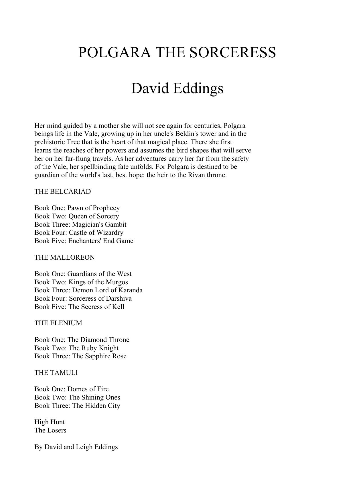 Polgara the Sorceress by David Eddings