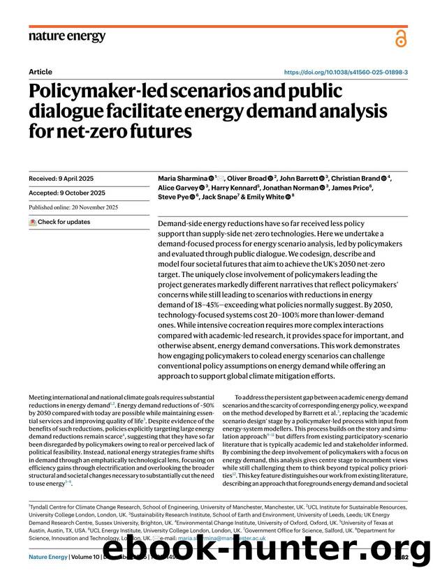 Policymaker-led scenarios and public dialogue facilitate energy demand analysis for net-zero futures by unknow