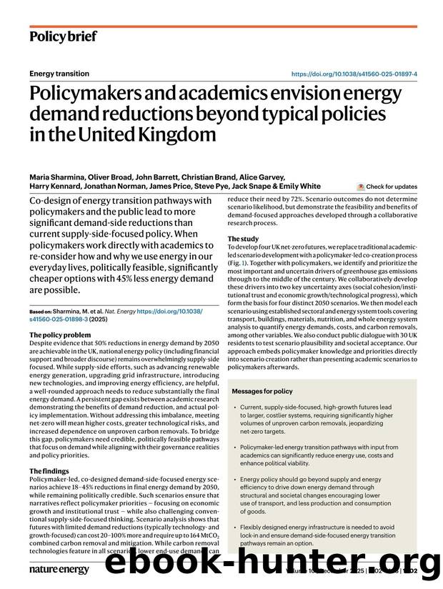 Policymakers and academics envision energy demand reductions beyond typical policies in the United Kingdom by unknow
