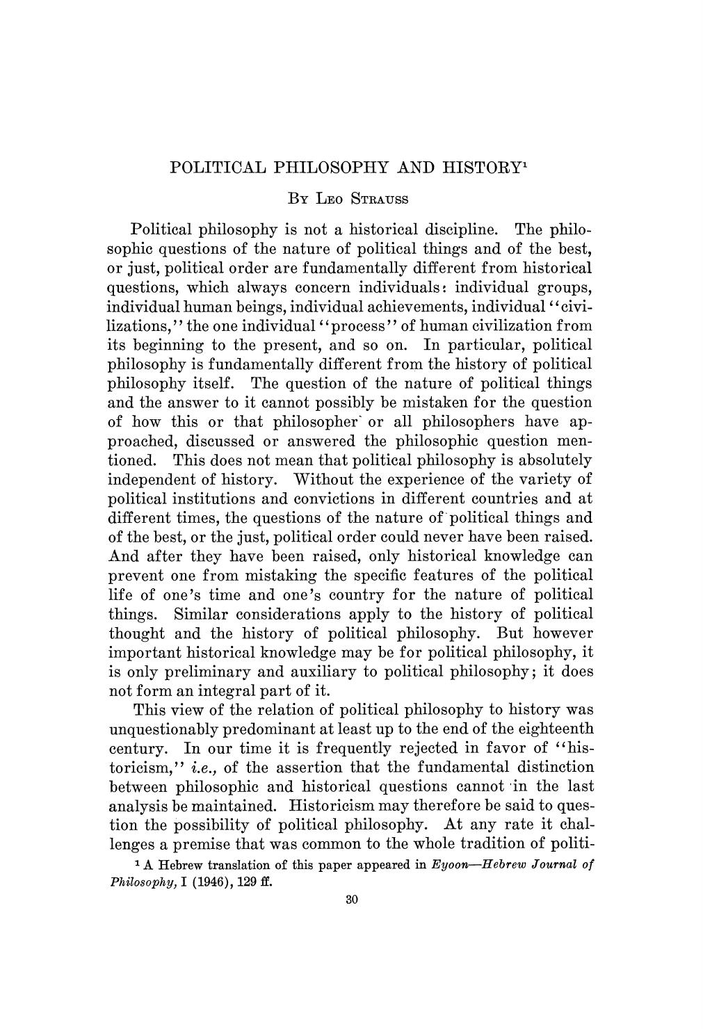 Political Philosophy & History by Leo Strauss