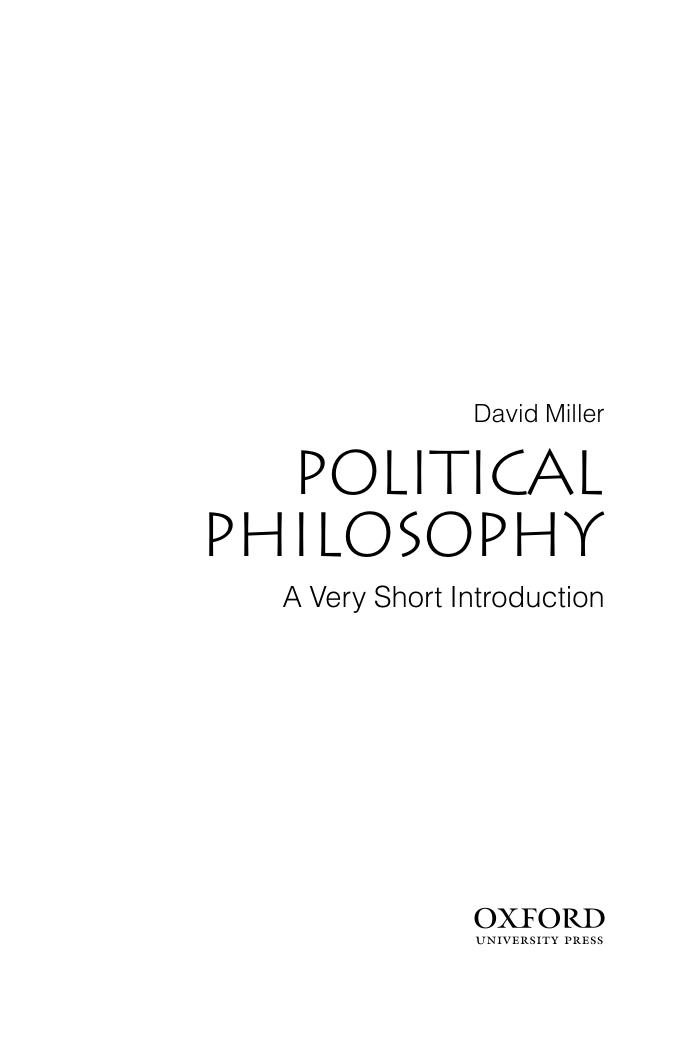Political philosophy: a very short introduction by David Miller