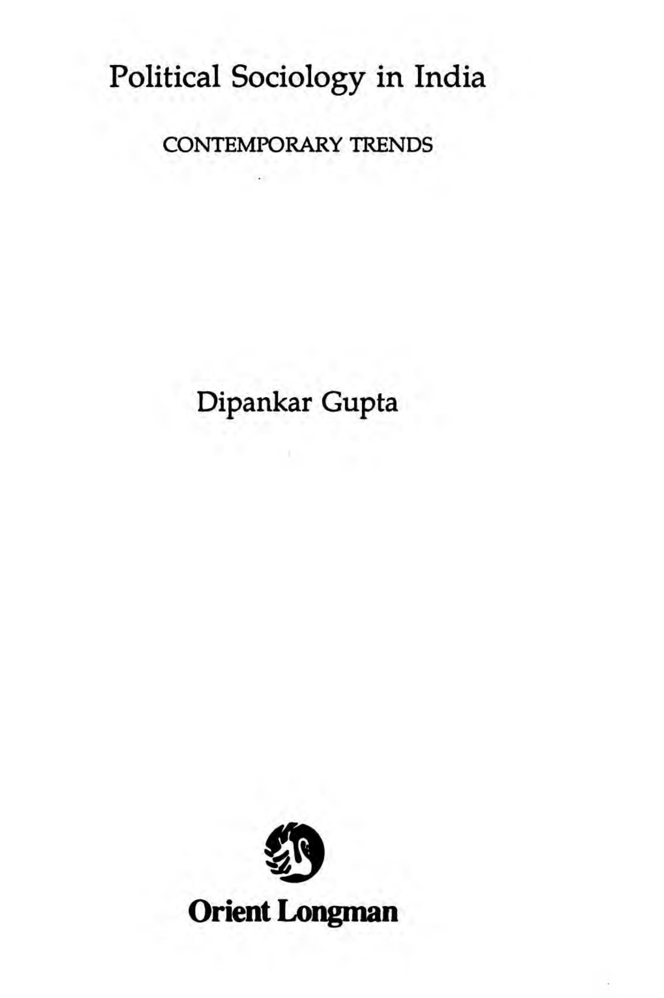 Political sociology in India : contemporary trends by Dipankar Gupta