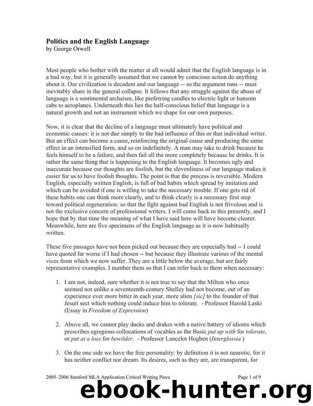 Politics & the English Language by Politics & The English Language