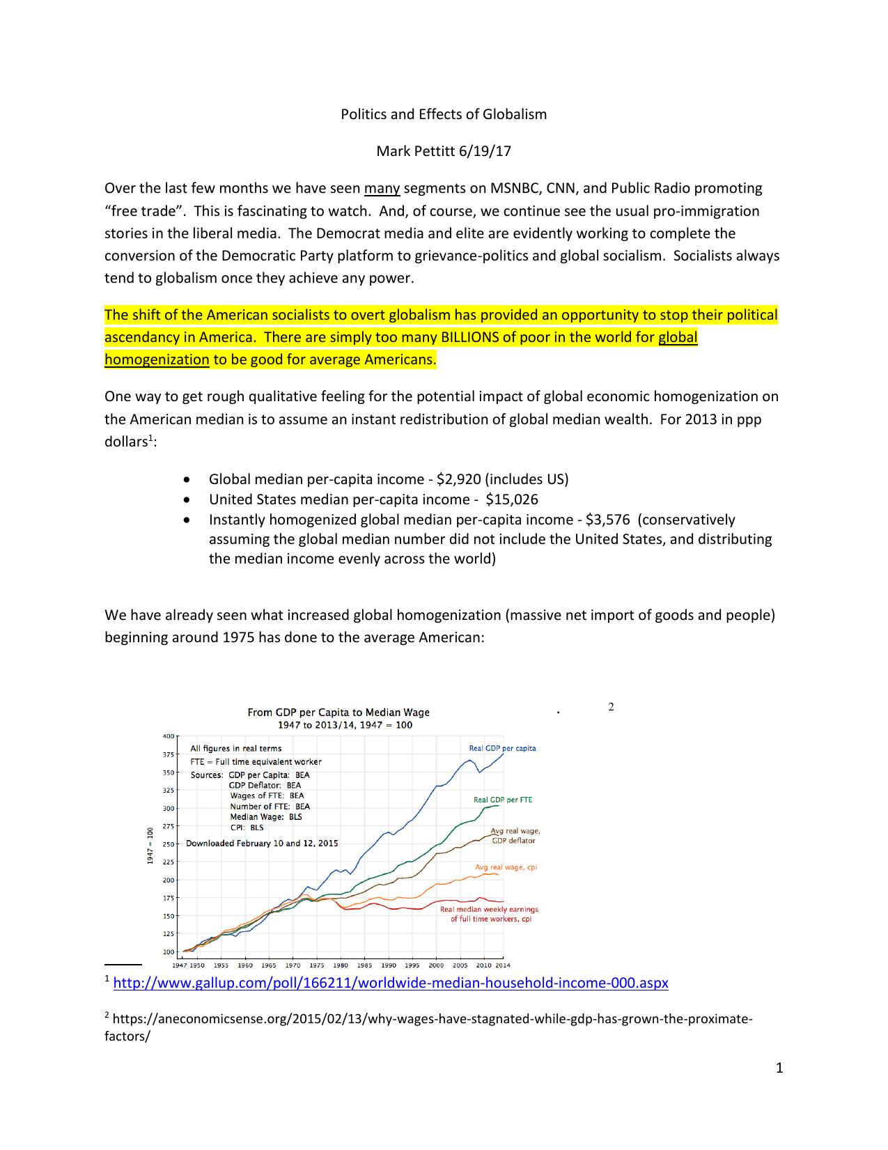 Politics and Effects of Globalism(1) by Mark Pettitt