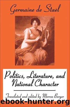 Politics, Literature and National Character by Madame de Stael