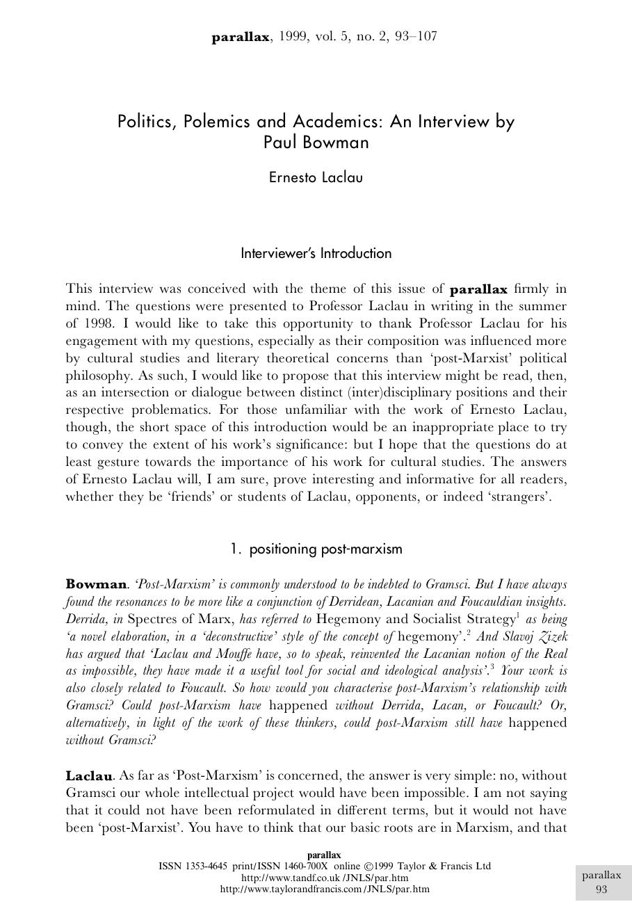 Politics, Polemics and Academics: An Interview by Paul Bowman by Interview