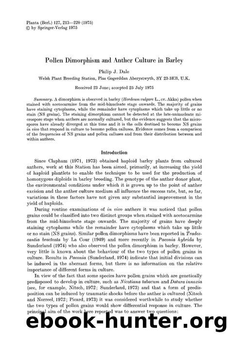 Pollen dimorphism and anther culture in barley by Unknown
