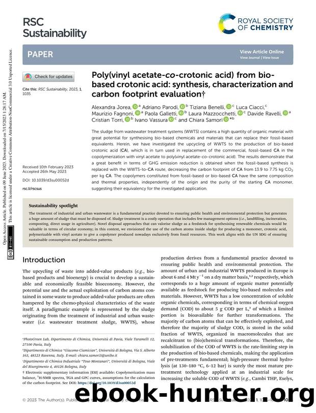 Poly(vinyl acetate-co-crotonic acid) from bio-based crotonic acid: synthesis, characterization and carbon footprint evaluation by unknow
