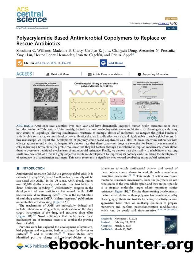 Polyacrylamide-Based Antimicrobial Copolymers to Replace or Rescue Antibiotics by unknow