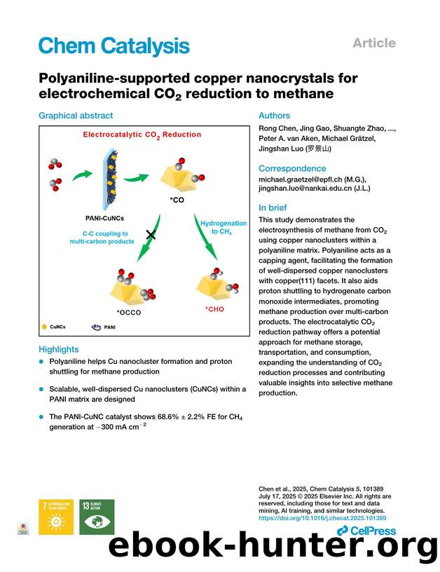 Polyaniline-supported copper nanocrystals for electrochemical CO2 reduction to methane by Rong Chen