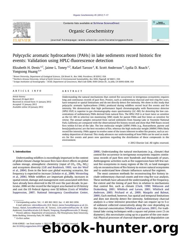 Polycyclic aromatic hydrocarbons (PAHs) in lake sediments record historic fire events: Validation using HPLC-fluorescence detection by unknow