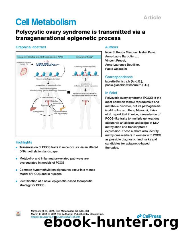 Polycystic ovary syndrome is transmitted via a transgenerational epigenetic process by unknow