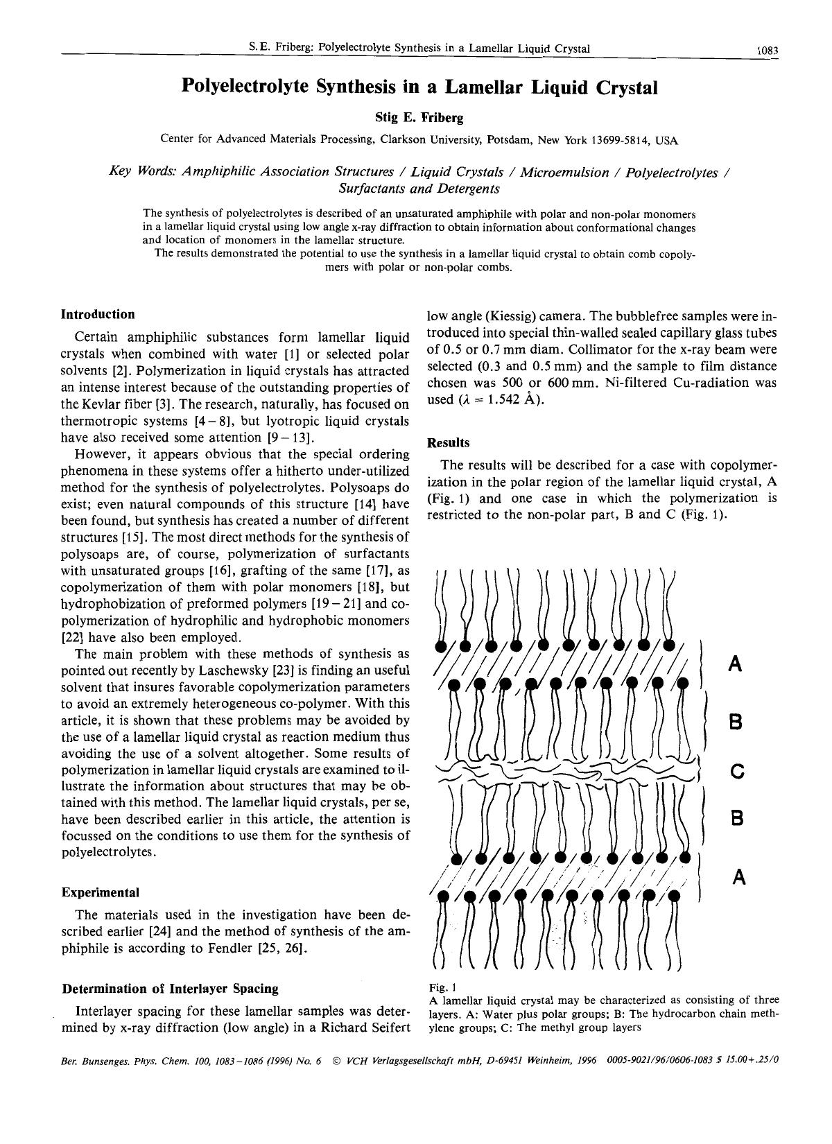 Polyelectrolyte synthesis in a lamellar liquid crystal by Unknown