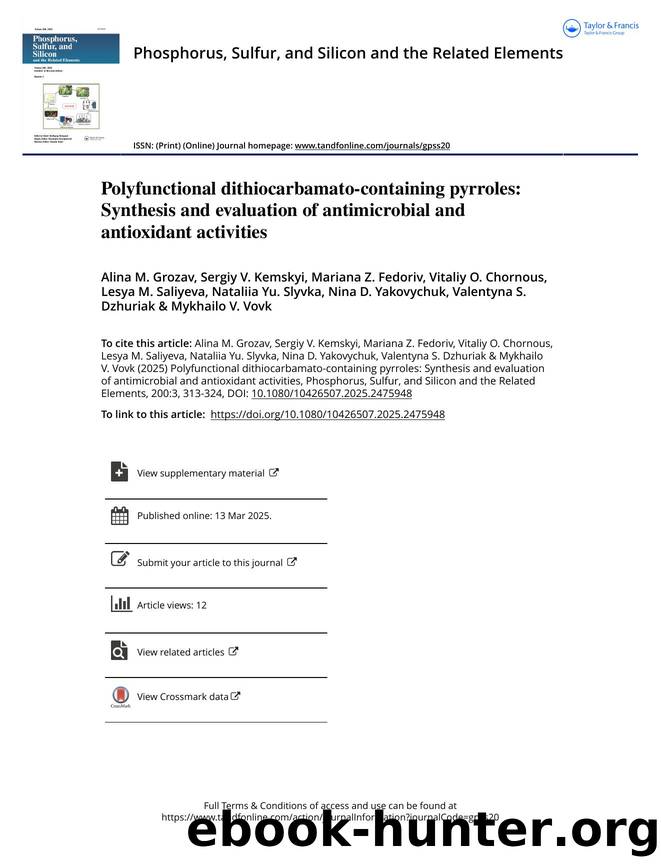 Polyfunctional dithiocarbamato-containing pyrroles: Synthesis and evaluation of antimicrobial and antioxidant activities by unknow