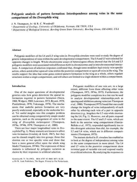 Polygenic analysis of pattern formation: Interdependence among veins in the same compartment of the  <Emphasis Type="Italic">Drosophila <Emphasis> wing by Unknown