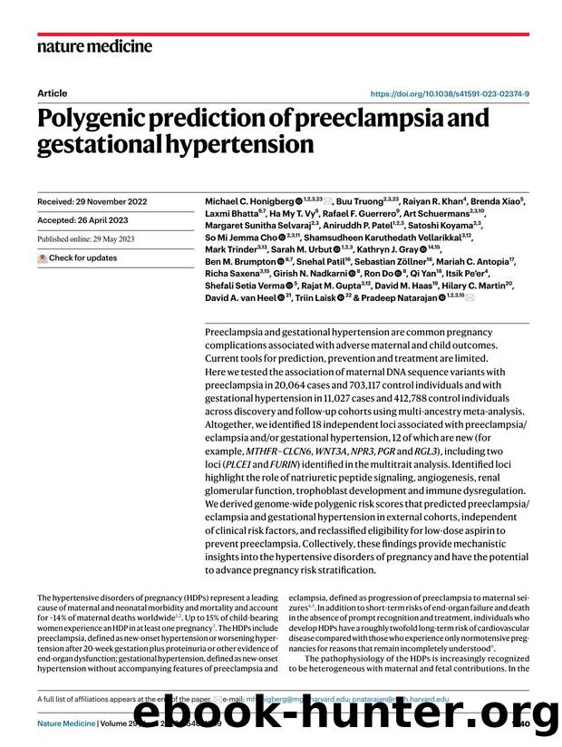 Polygenic prediction of preeclampsia and gestational hypertension by unknow