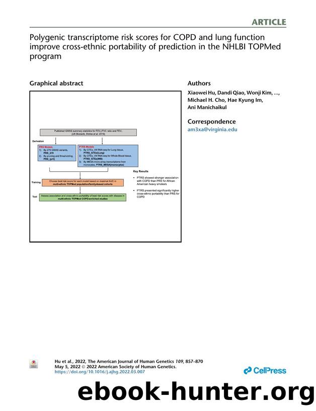 Polygenic transcriptome risk scores for COPD and lung function improve cross-ethnic portability of prediction in the NHLBI TOPMed program by unknow