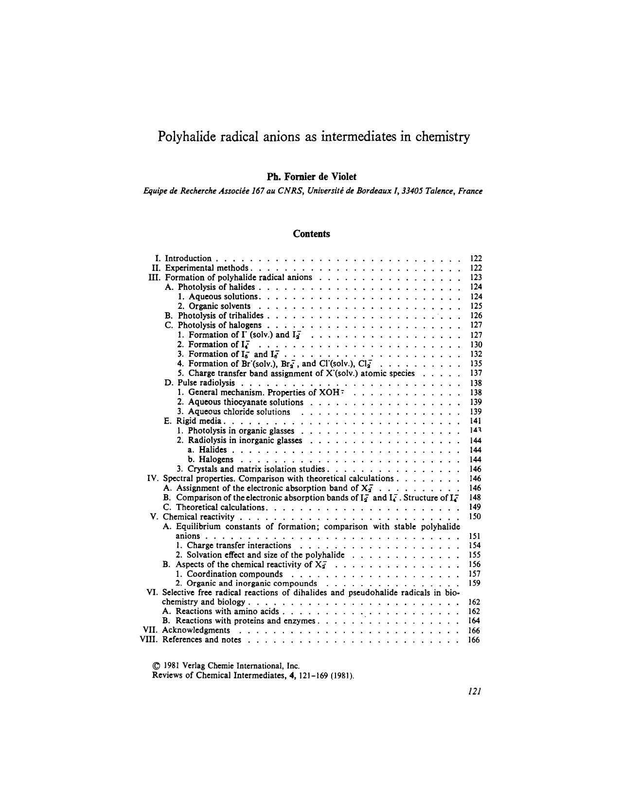 Polyhalide radical anions as intermediates in chemistry by Unknown