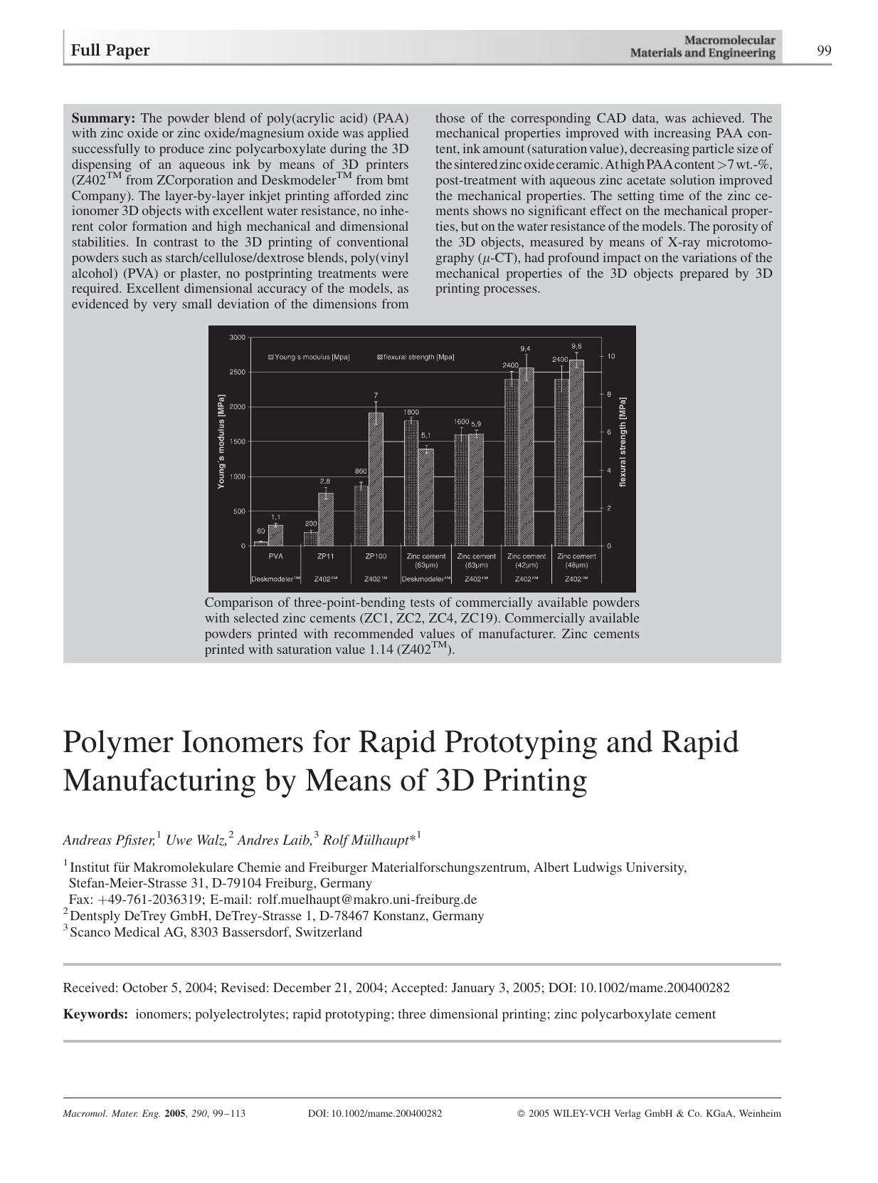 Polymer Ionomers for Rapid Prototyping and Rapid Manufacturing by Means of 3D Printing by Unknown