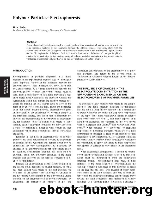 Polymer Particles: Electrophoresis by H. N. Stein