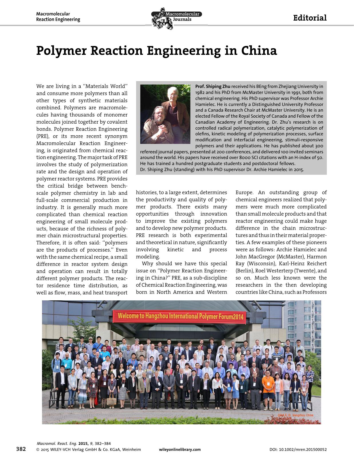 Polymer Reaction Engineering in China by Unknown