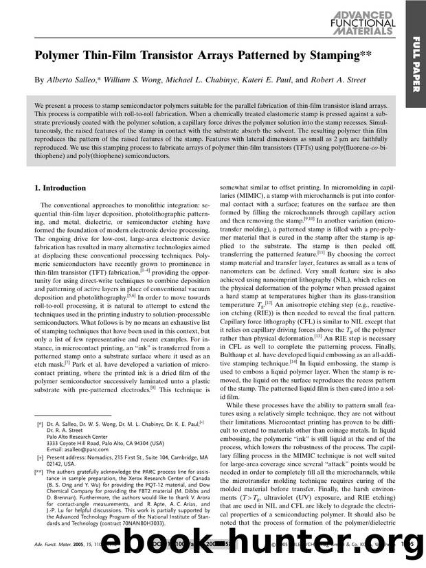 Polymer Thin-Film Transistor Arrays Patterned by Stamping by Unknown