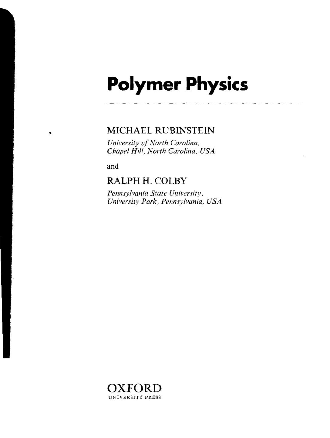 Polymer physics by Rubinstein