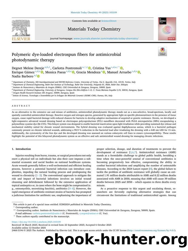 Polymeric dye-loaded electrospun fibers for antimicrobial photodynamic therapy by unknow