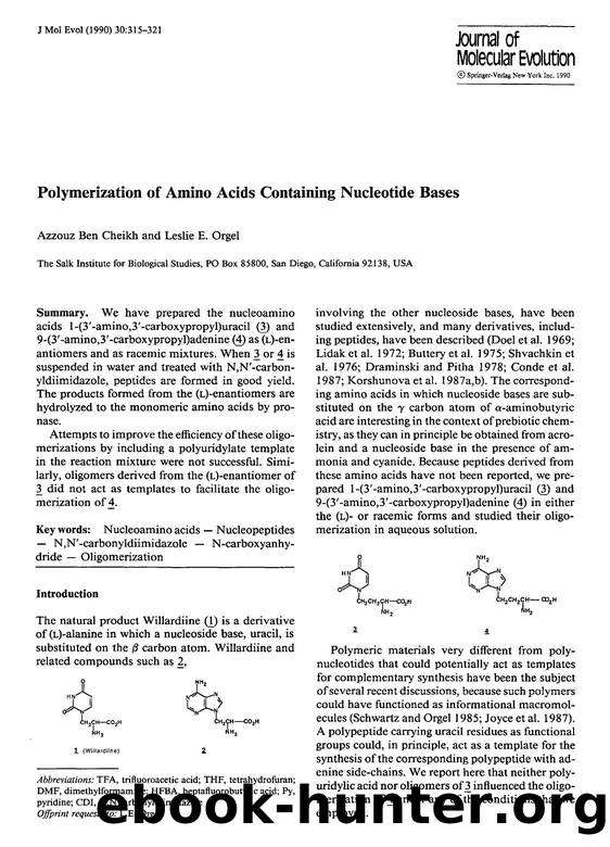 Polymerization of amino acids containing nucleotide bases by Unknown