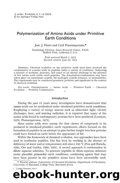 Polymerization of amino acids under primitive earth conditions by Unknown