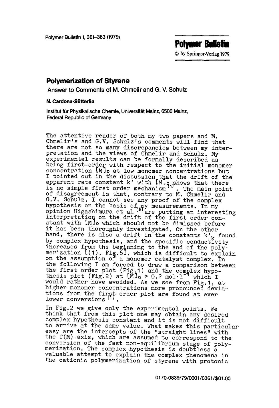 Polymerization of styrene by Unknown