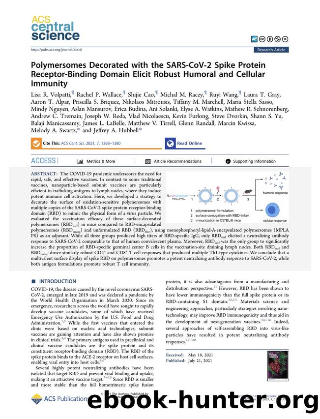 Polymersomes Decorated with the SARS-CoVâ2 Spike Protein Receptor-Binding Domain Elicit Robust Humoral and Cellular Immunity by unknow