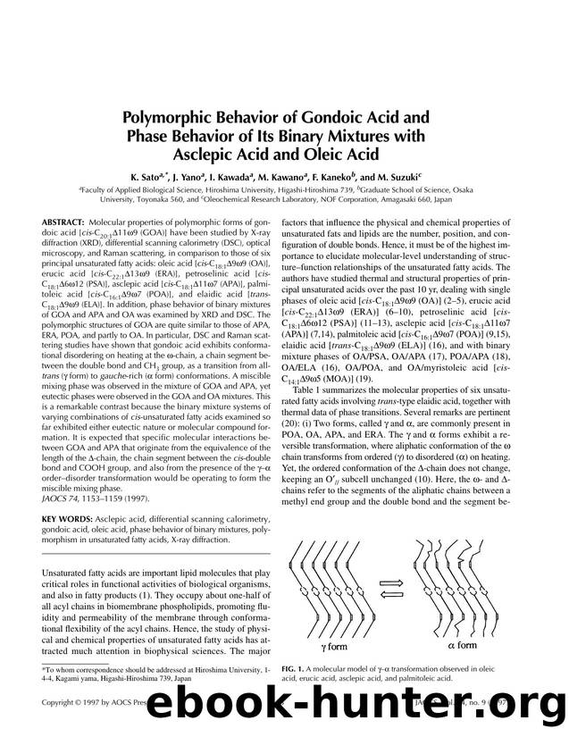 Polymorphic behavior of gondoic acid and phase behavior of its binary mixtures with asclepic acid and oleic acid by Unknown