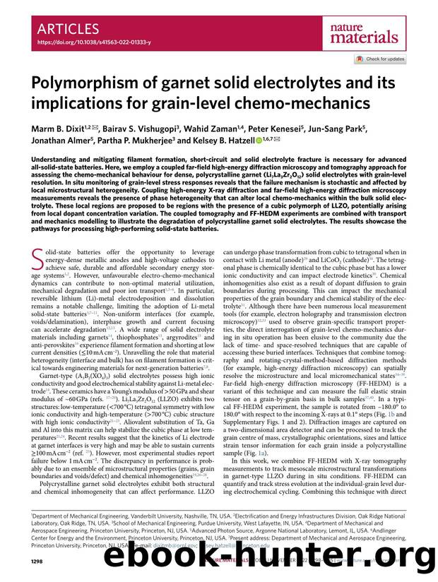 Polymorphism of garnet solid electrolytes and its implications for grain-level chemo-mechanics by unknow