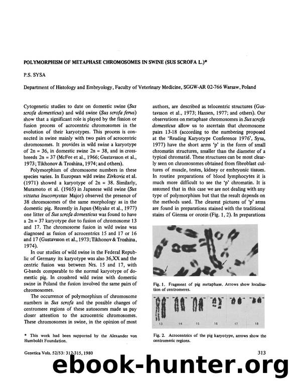 Polymorphism of metaphase chromosomes in swine (Sus scrofa L.) by Unknown