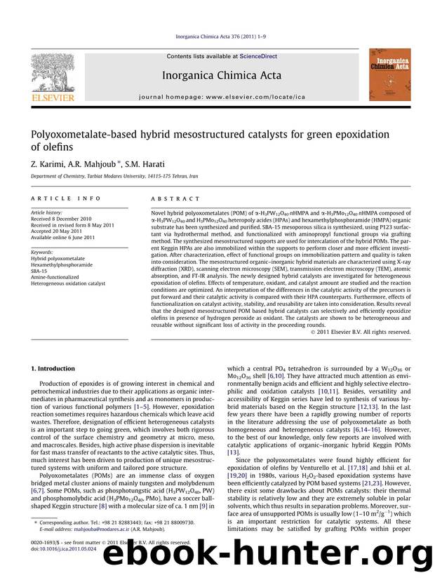 Polyoxometalate-based hybrid mesostructured catalysts for green epoxidation of olefins by Z. Karimi & A.R. Mahjoub & S.M. Harati