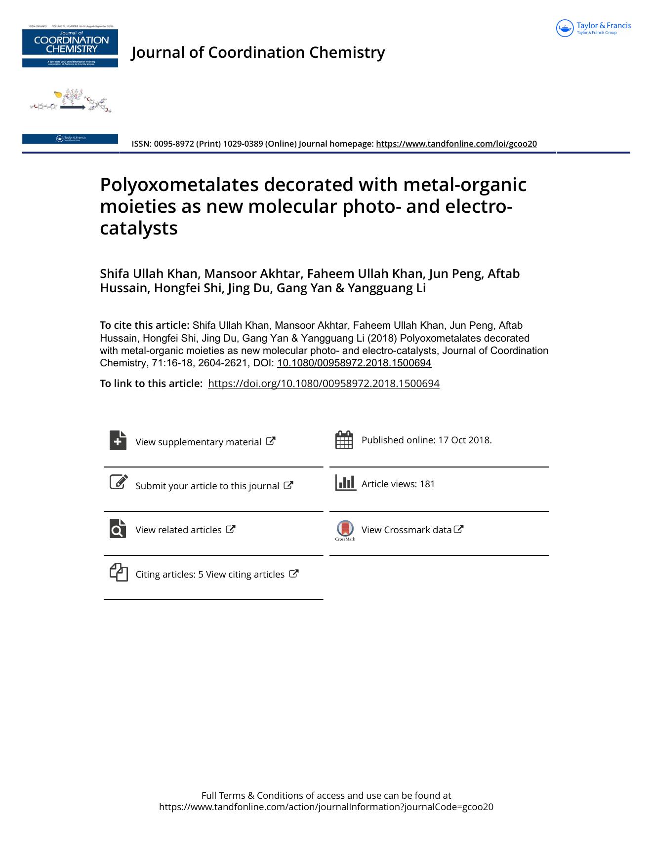 Polyoxometalates decorated with metal-organic moieties as new molecular photo- and electro-catalysts by unknow