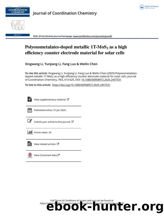 Polyoxometalates-doped metallic 1T-MoS2 as a high efficiency counter electrode material for solar cells by Li Xingwang & Li Yunjiang & Luo Fang & Chen Weilin