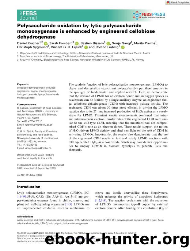 Polysaccharide oxidation by lytic polysaccharide monooxygenase is enhanced by engineered cellobiose dehydrogenase by Unknown