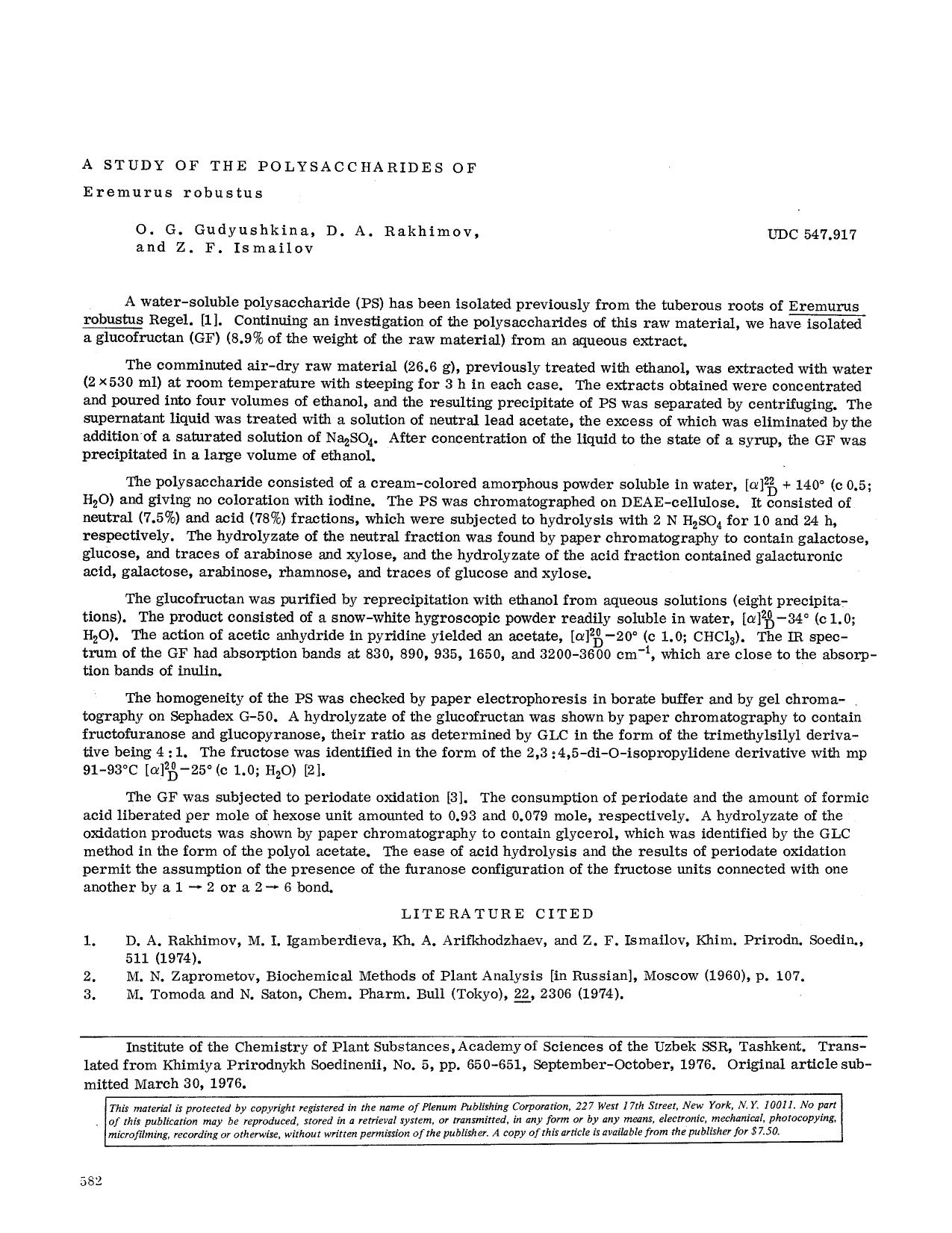 Polysaccharides of some species of the family Liliaceae by Unknown