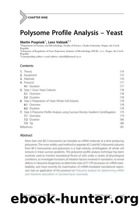 Polysome Profile Analysis - Yeast by Martin Pospísek & Leos Valásek