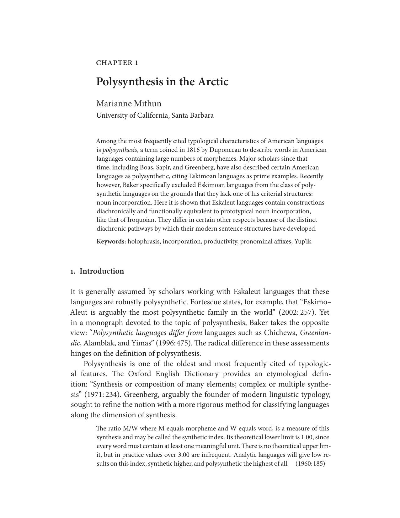 Polysynthesis in the Arctic by Marianne Mithun