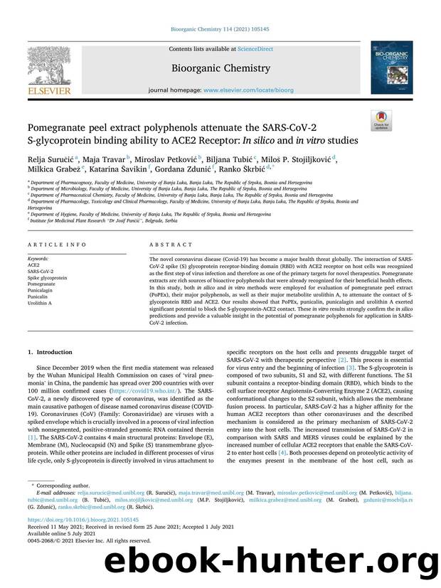 Pomegranate peel extract polyphenols attenuate the SARS-CoV-2 S-glycoprotein binding ability to ACE2 Receptor: In silico and in vitro studies by unknow