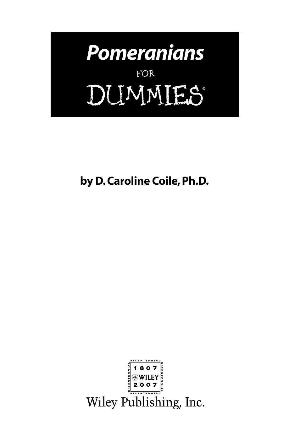 Pomeranians For Dummies by D. Caroline Coile
