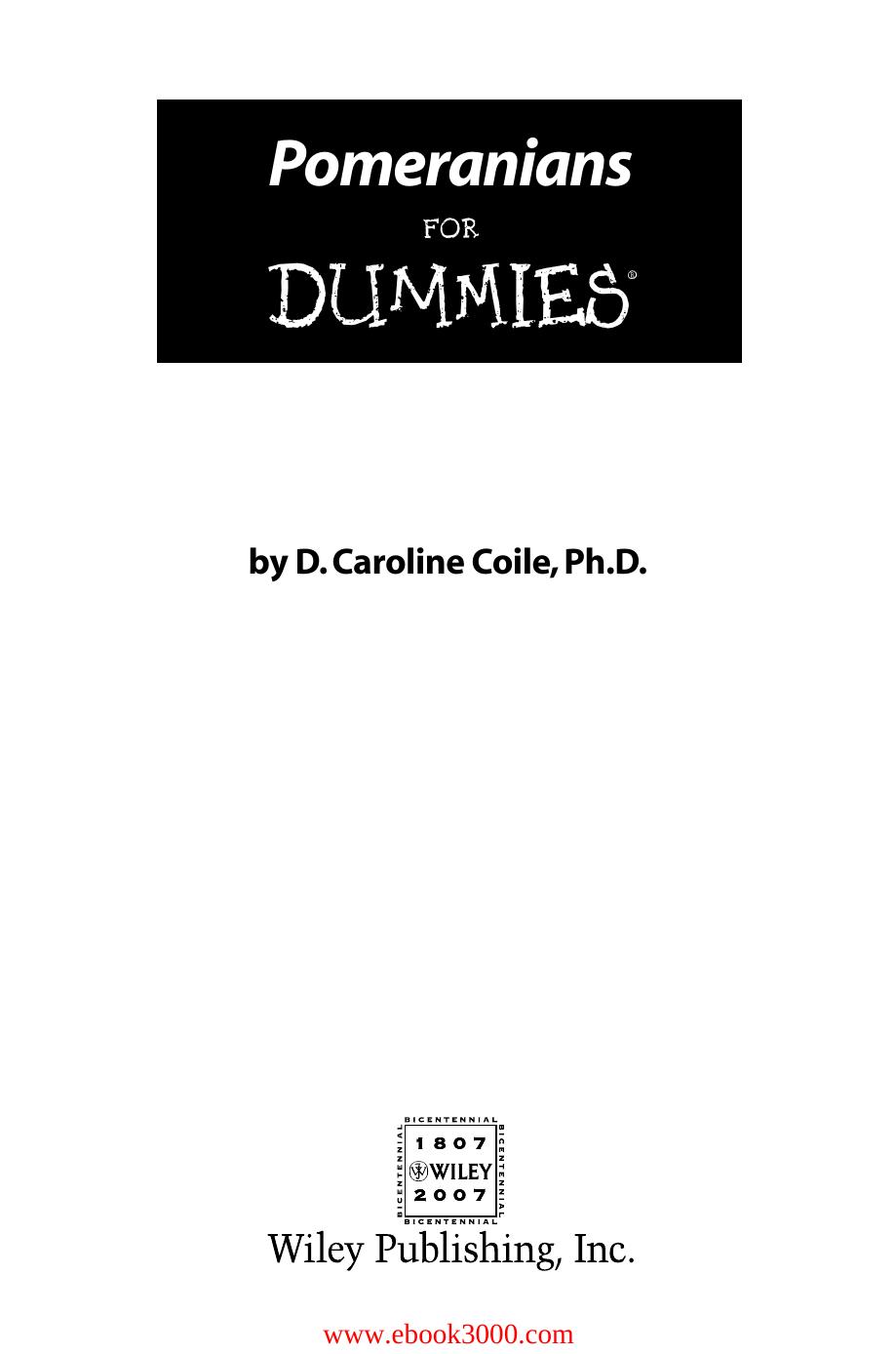 Pomeranians For Dummies by Unknow
