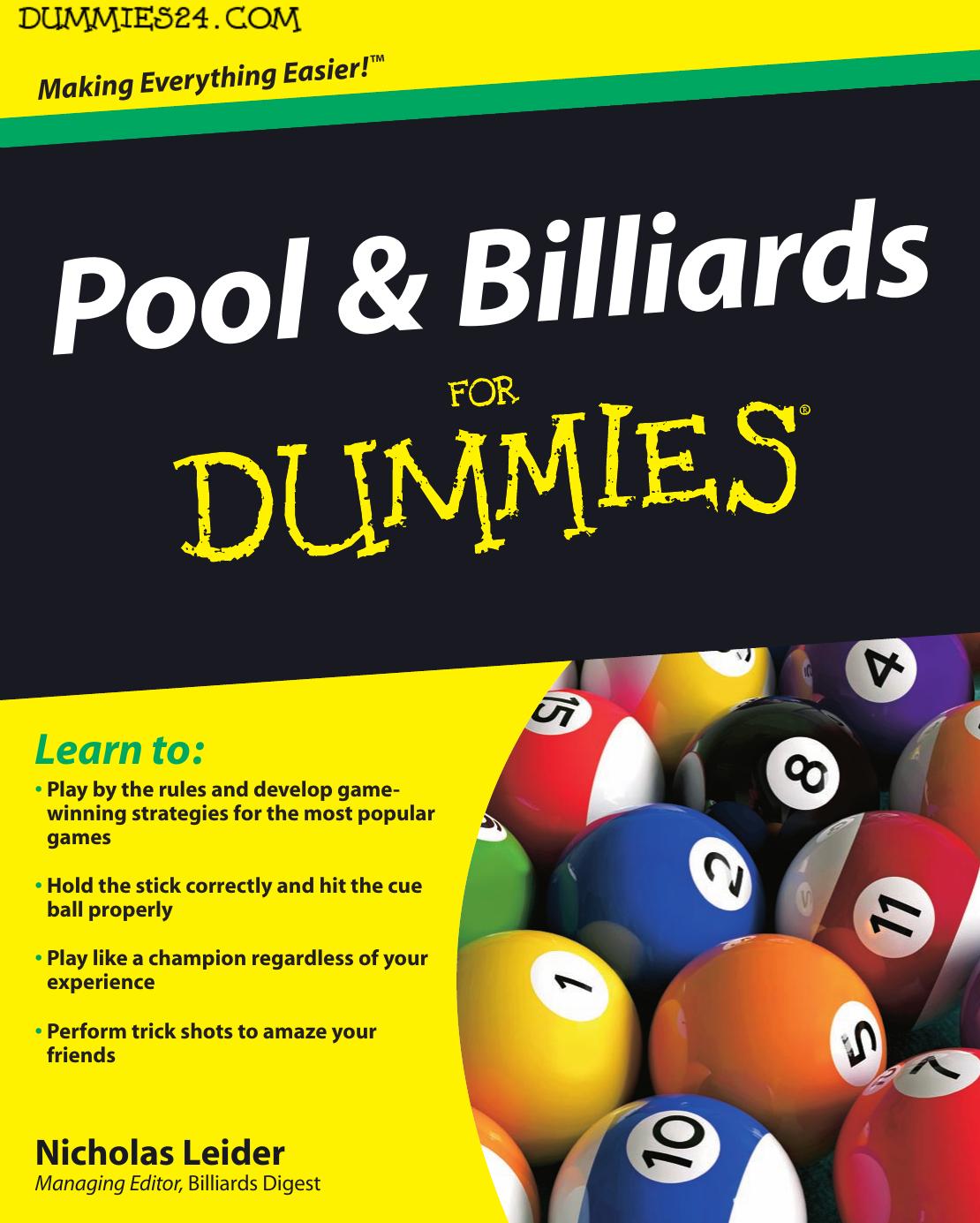 Pool and Billiards For Dummies by Nicholas Leider