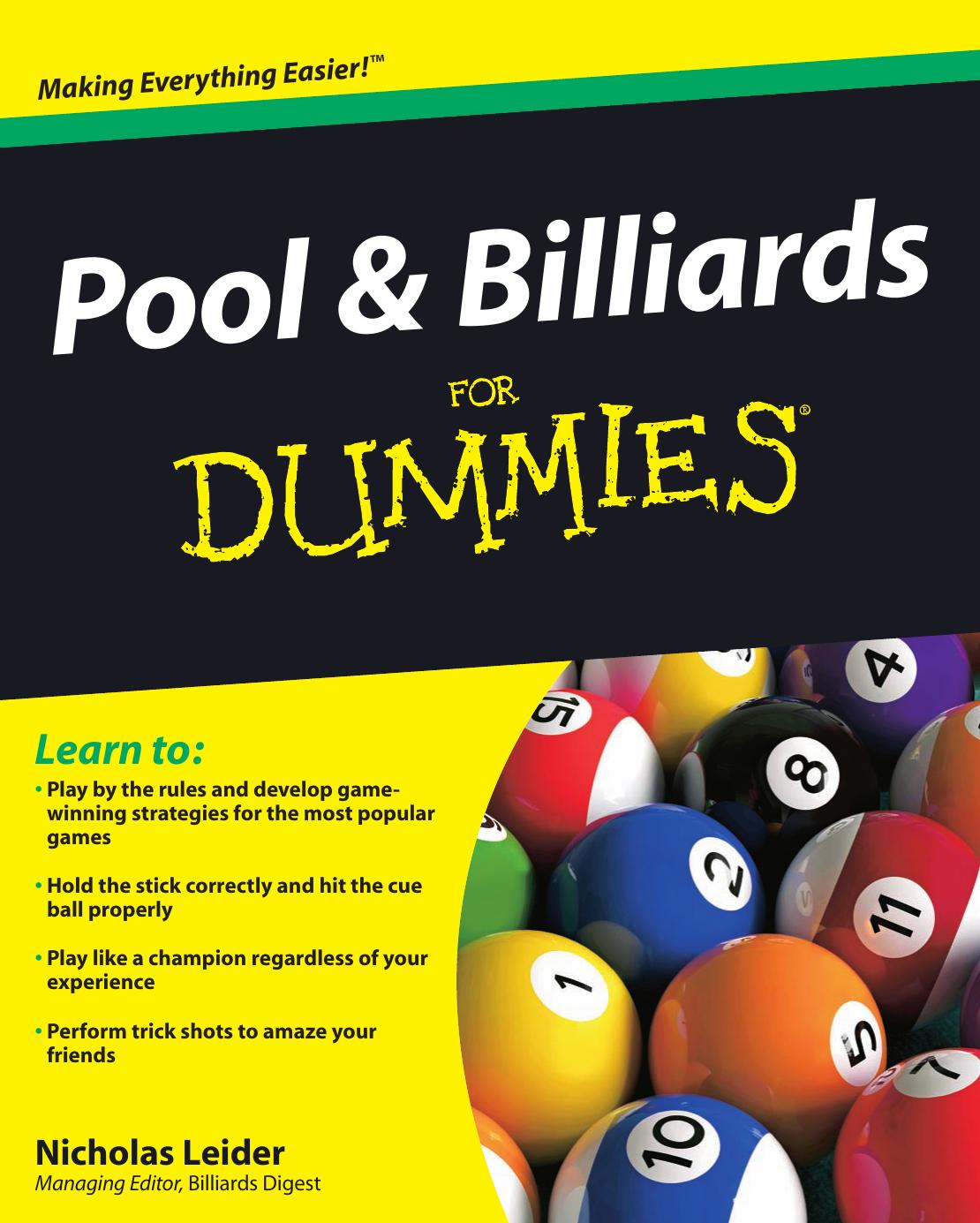 Pool and Billiards For Dummies by Unknown