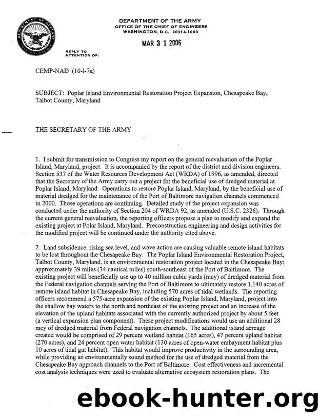 Poplar Island Environmental Restoration Project Expansion, Chesapeake Bay, Talbot County, Maryland by Unknown