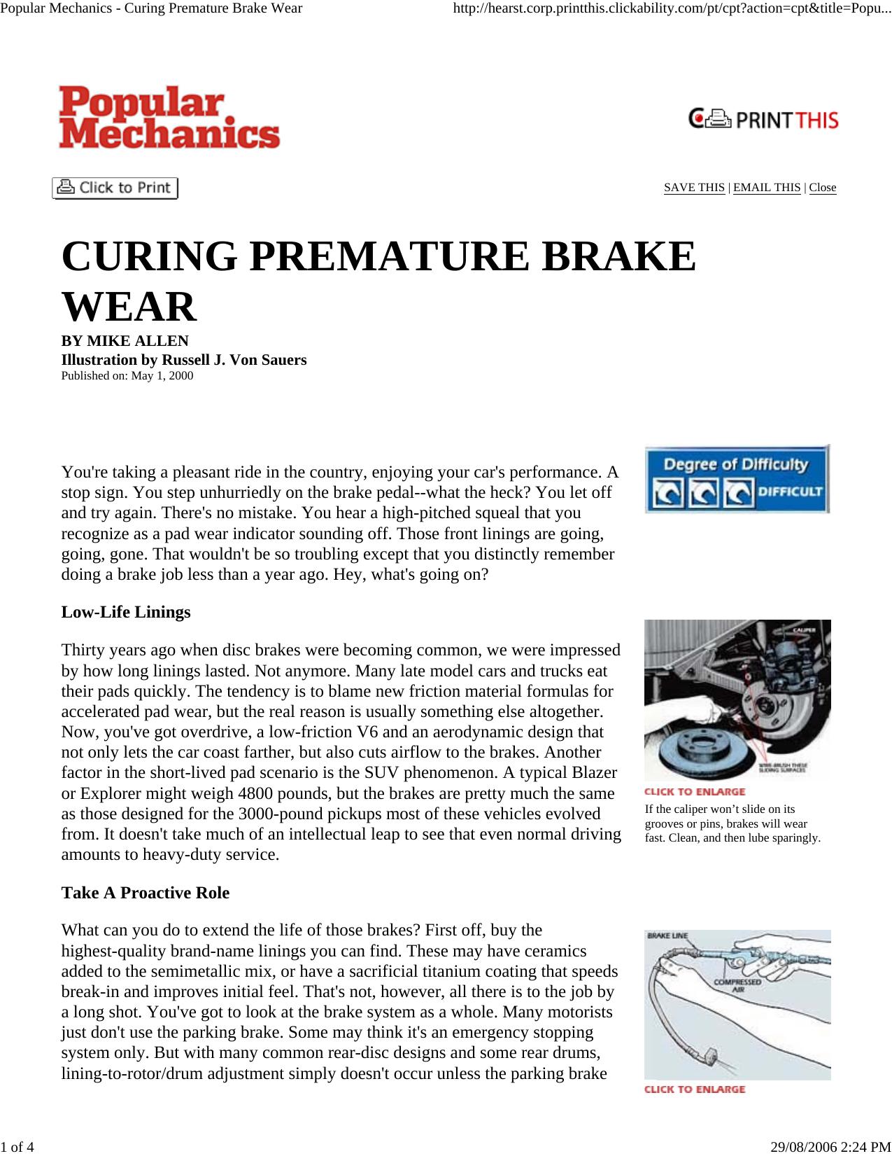 Popular Mechanics - Curing Premature Brake Wear by HP_Administrator