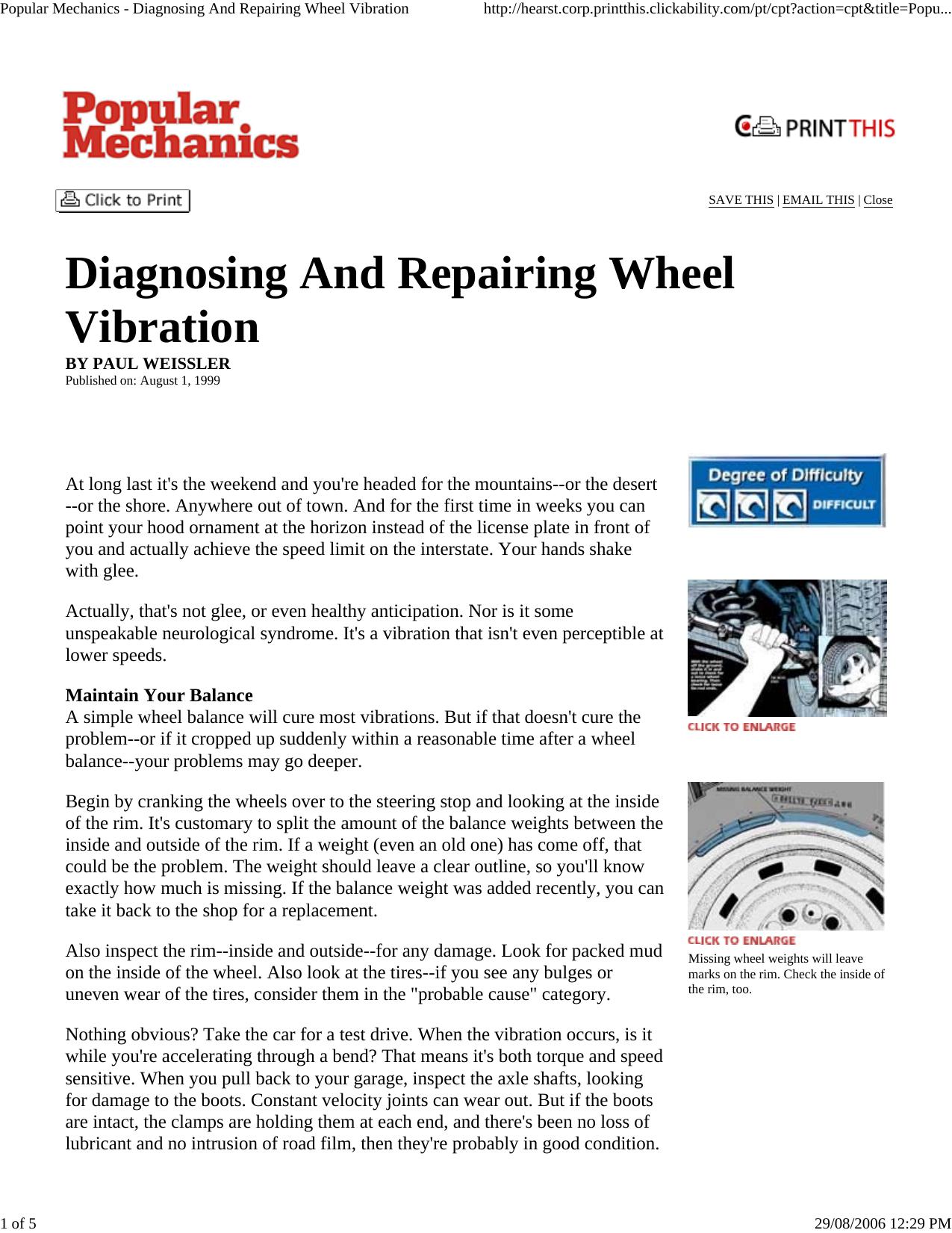 Popular Mechanics - Diagnosing And Repairing Wheel Vibration by HP_Administrator